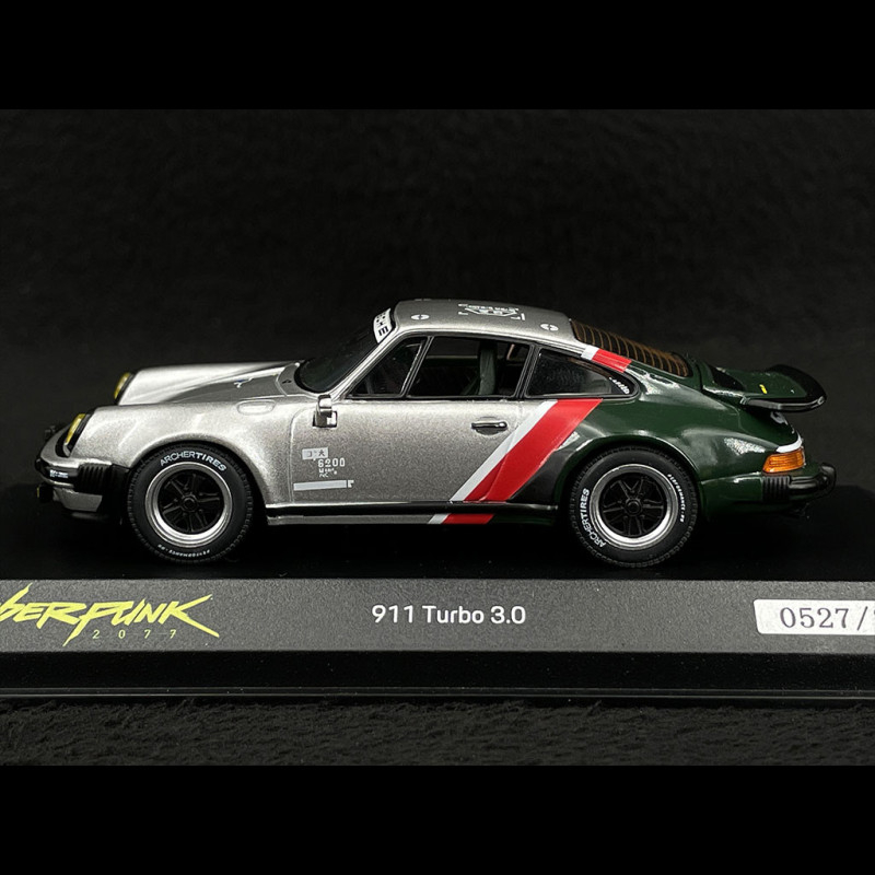 Porsche 911 Turbo Type 930 Cyberpunk 2077 1977 Silver / Green / Red 1/43  Minichamps WAP0209300NTRB