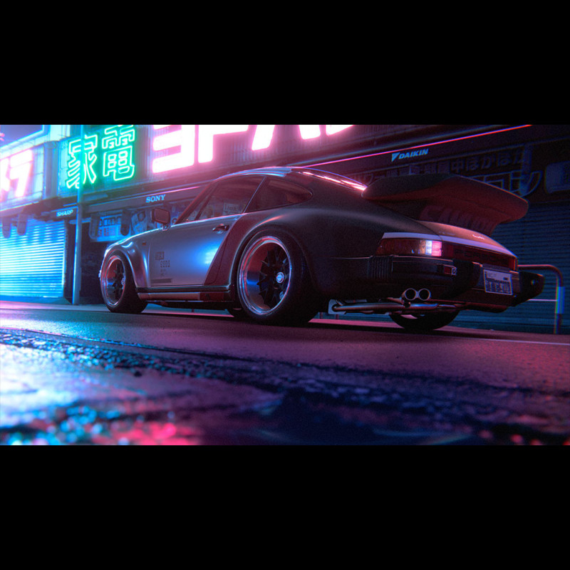 Porsche 911 Turbo Type 930 Cyberpunk 2077 1977 Argent / Vert / Rouge 1/ ...