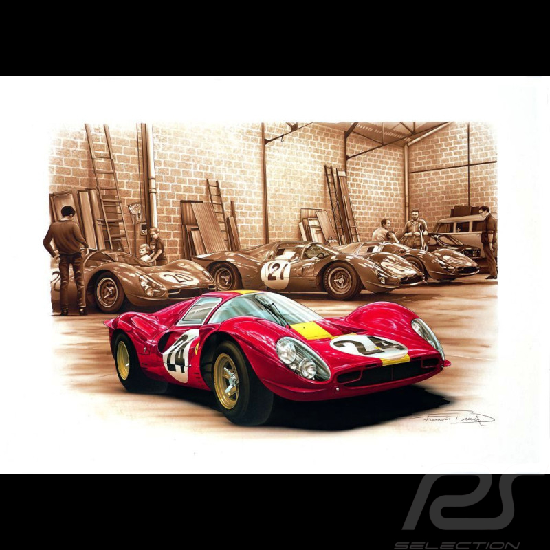 Ferrari Postkarte Ferrari 330 P4 n° 24 3. 24h Le Mans 1967 François Bruère - CP191