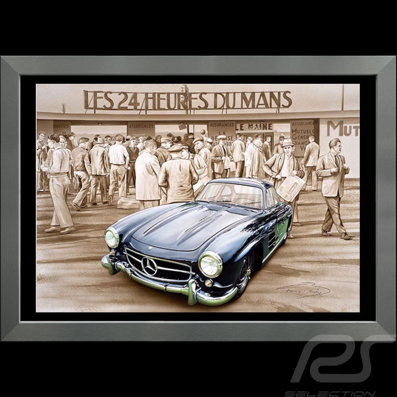 Mercedes-Benz 300 SL Poster 24h Le Mans 1955 Aluminium Rahmen François Bruère - VA79