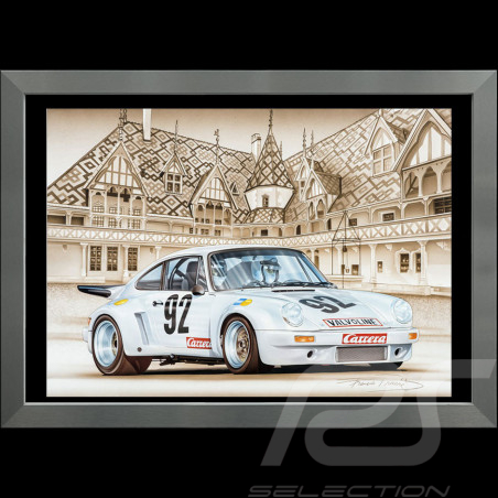 Poster Porsche 911 RSR n° 92 Beaune Cadre Aluminium François Bruère - VA167