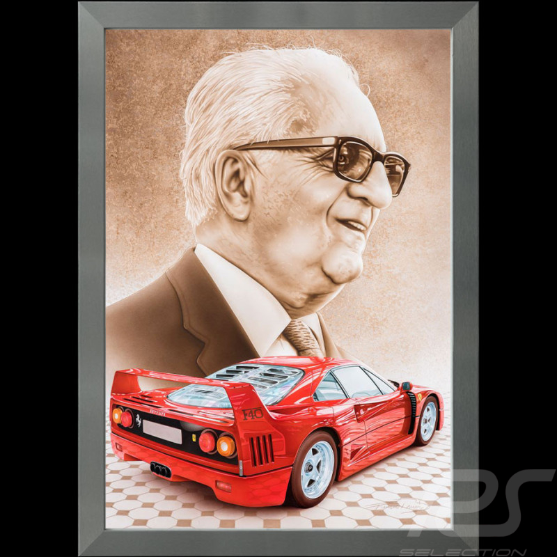 Ferrari Poster F40 Enzo Ferrari Aluminium frame François Bruère - VA180