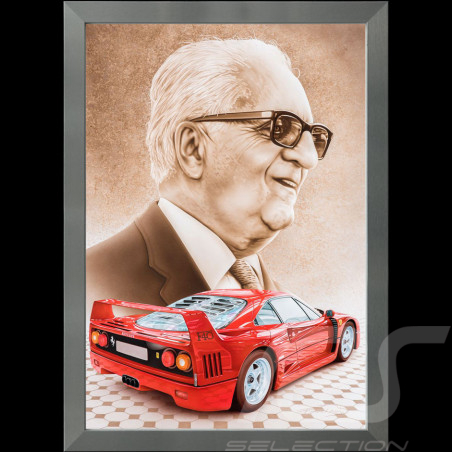 Ferrari Poster F40 Enzo Ferrari Aluminium frame François Bruère - VA180