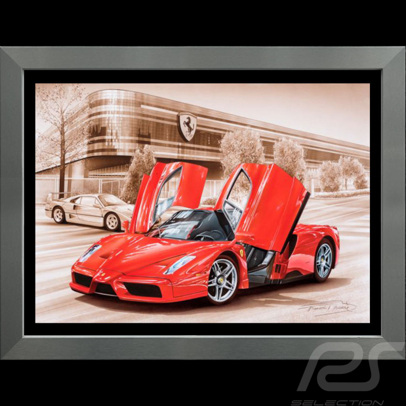 Ferrari Poster Enzo & F40 Aluminium frame François Bruère - VA183