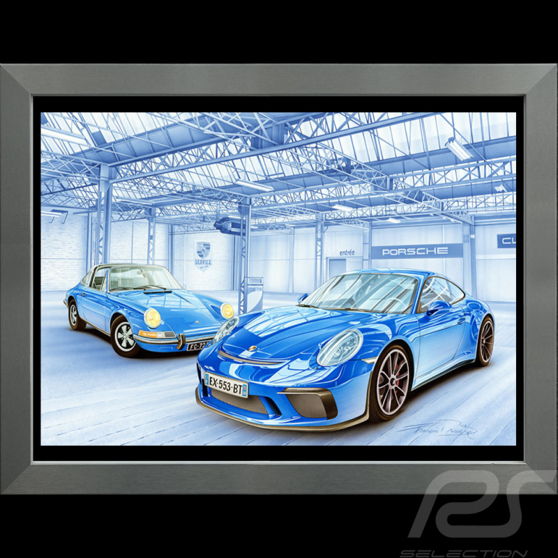 https://selectionrs.com/125598-large_default/porsche-poster-911-g-porsche-991-blaue-garage-aluminium-rahmen-francois-bruere-va156.jpg