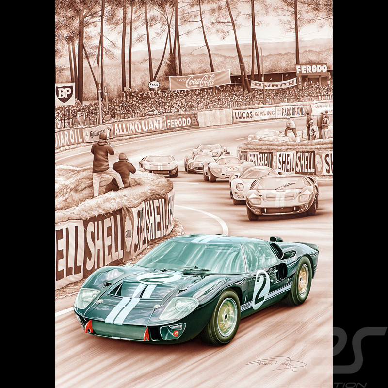 Ford Poster GT40 MK II n° 2 Sieger 24h Le Mans 1966 François Bruère - VA126