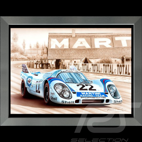 Porsche Poster 917K n° 22 Martini Sieger 24h Le Mans 1971 Aluminium Rahmen François Bruère - VA137