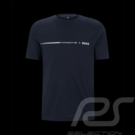 T-shirt Porsche x BOSS Regular Fit Coton Mercerisé Bleu Foncé BOSS 50492425_404 - Homme