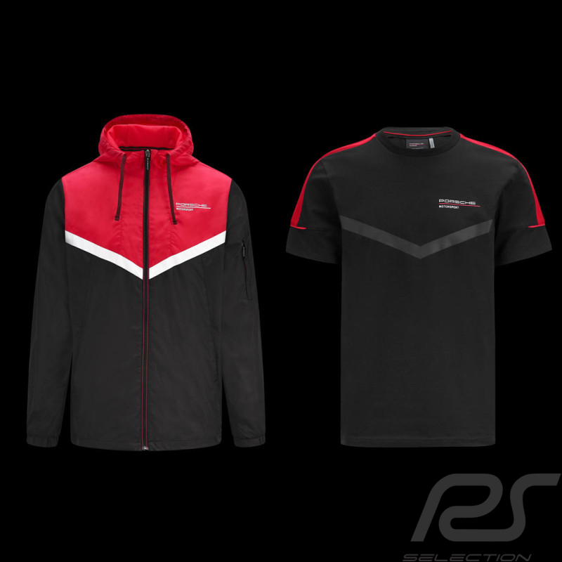 Duo Porsche Jacke Motorsport Windbreake + Porsche T-shirt Motorsport 4 Schwarz WAP123NFMS / 701210880-001 - Herren