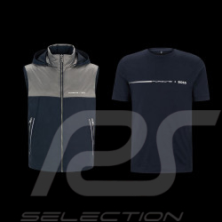 Duo Water repellent Porsche x BOSS reversible sleeveless Jacket + Porsche x BOSS T-shirt Dark Blue 50490451 / 50492425 - men