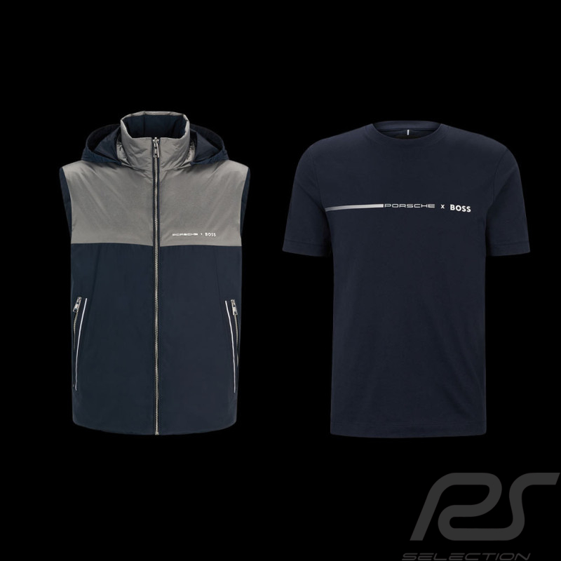 Duo Veste Porsche x BOSS sans manches réversible + T-shirt Porsche x BOSS Bleu Foncé 50490451 / 50492425 - homme