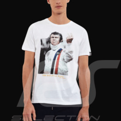 Duo Lederjacke Steve McQueen 24H Du Mans + 	McQueen T-shirt "The Man In Le Mans" Victory weiß