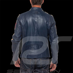 Duo Leather Jacket 24h Le Mans Michel Vaillant Royal Blue + 24h Le Mans Leather Shoulder Bag Michel Vaillant