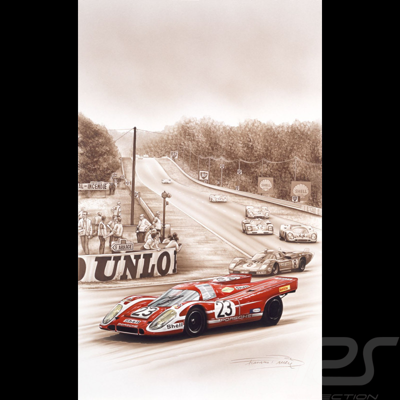 Porsche Postkarte Steve McQueen Porsche 917K 24h Le Mans 1970 François Bruère - CP57