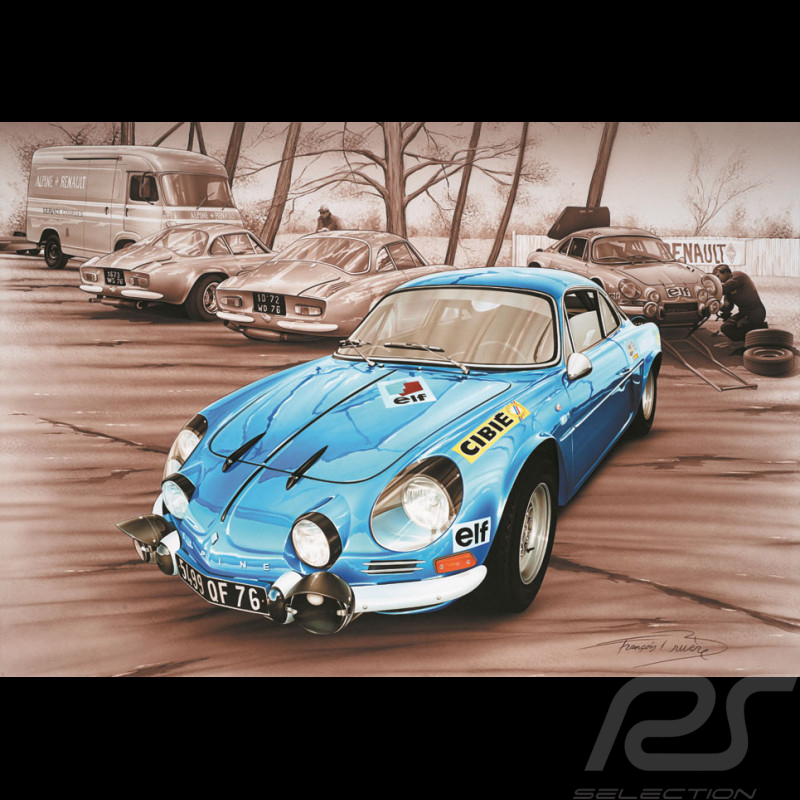 Alpine Poster A110 Berlinette aluminum frame François Bruère - N101