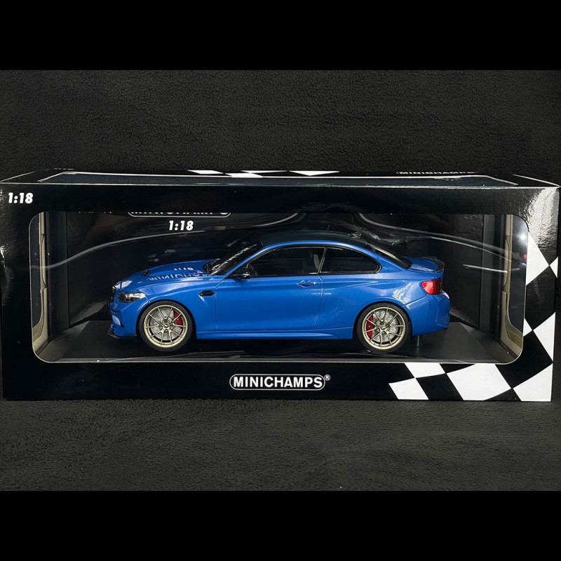 BMW M2 CS 2020 Type F87 Blue metallic / Gold rims 1/18 Minichamps