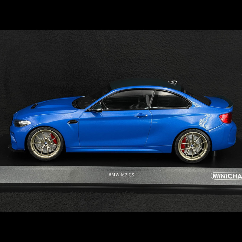 BMW M2 CS 2020 Type F87 Blue metallic / Gold rims 1/18 Minichamps 155021027