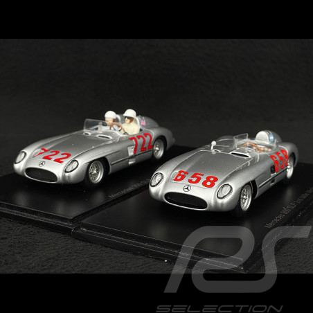 Duo Mercedes-Benz 300 SLR n° 722 & n° 658 Vainqueur & 2ème Mille Miglia 1955 1/43 Spark