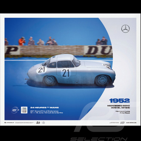 Poster Mercedes-Benz 300 SL W194 Vainqueur 24h Le Mans 1952 - Classic edition