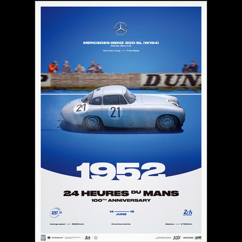 1:18 SPARK Mercedes Benz 300Sl #21 Winner Le Mans 1952 Lang +Showcase 18LM52 9580006440525