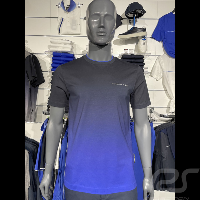 Porsche x BOSS T-shirt Stretch Baumwolle Dégradé-Print Blau BOSS 50486234_433 - Herren