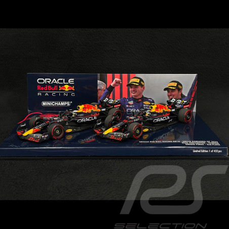Coffret Max Verstappen / Sergio Perez Red Bull Racing RB18 Doublé vainqueur GP Emilie Romagne 2022 F1 1/43 Minichamps 472224111