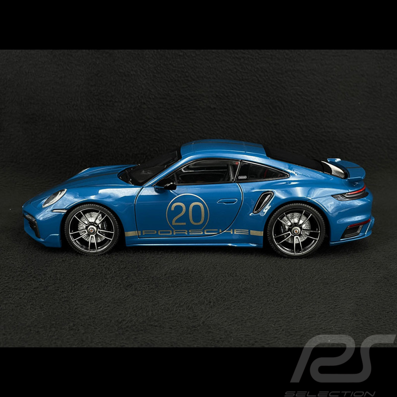 Porsche 911 Turbo S Coupe Sport Design Type 992 2021 Anniversary Edition Oslo blue 1/18 Minichamps 113069073