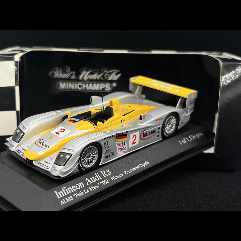 ミニカー MINICHAMPS 400-021382 Audi R8 ALMS Audi R8 n° 2 Infineon Sieger ALMS Petit Le Mans 2002 1/43
