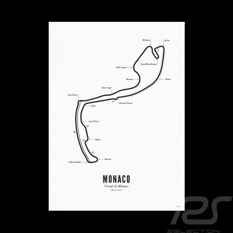 Poster Rennstrecke Monaco A4 21 x 29,7 cm GP Monaco F1