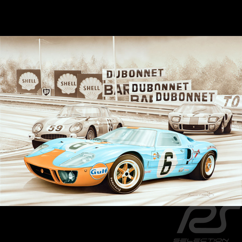 Poster Ford GT40 Vainqueur 24h Le Mans 1969 N°6 François Bruère - VA154