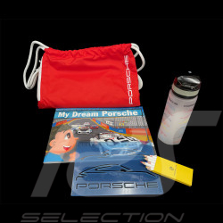 Kit Porsche Enfant Livre / Gourde / Sac / Coloriages Le Rêve de Petits Passionnés Porsche