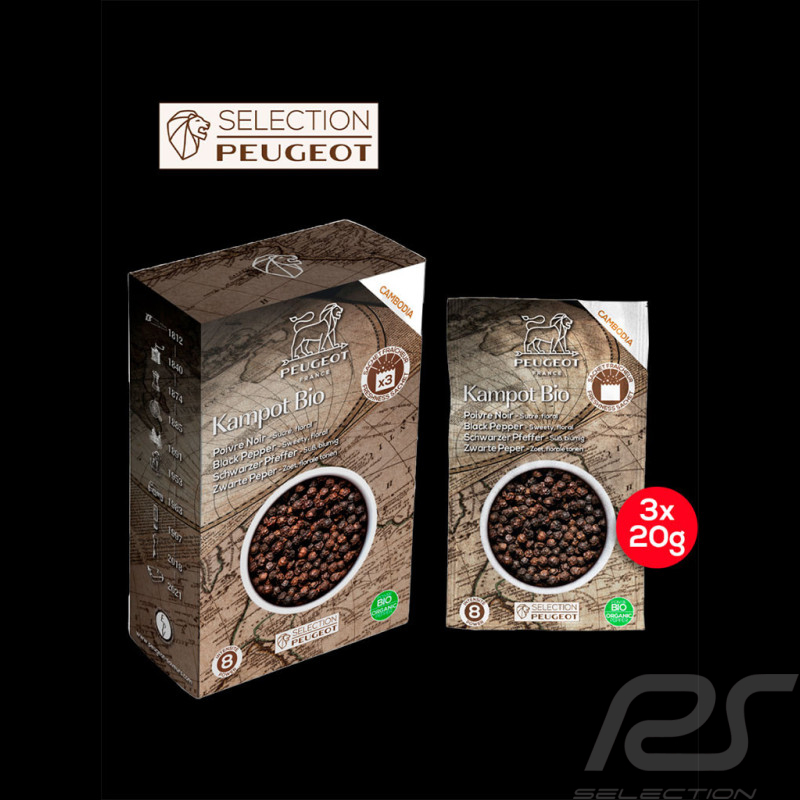 Peugeot Schwarzer Pfeffer Bio aus Kambodscha Kampot 3 x 20 g