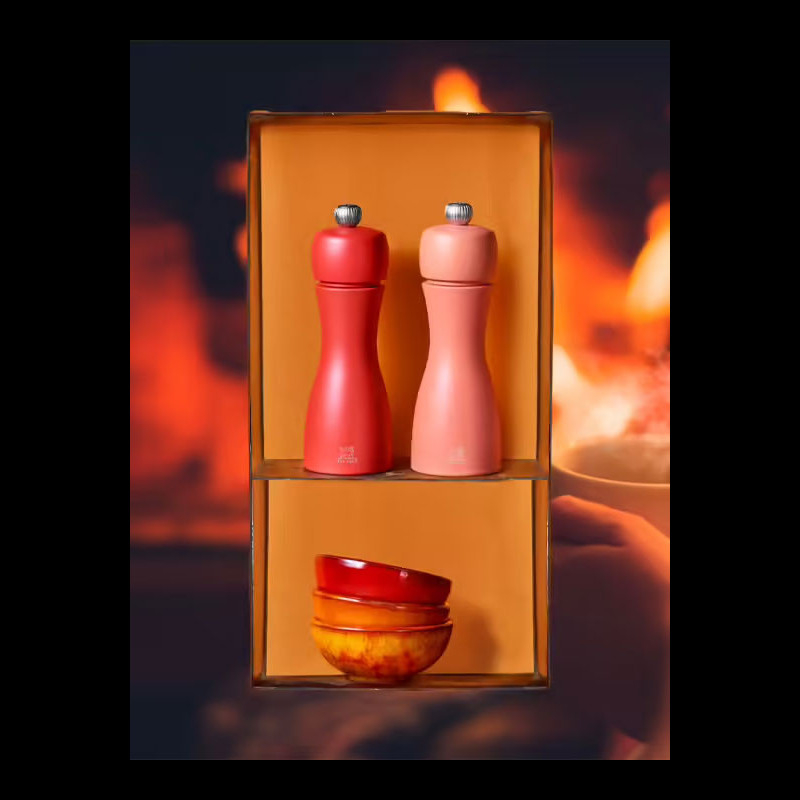 Peugeot Duo of Pepper and Salt mills Wood Tahiti Feu Brick Red