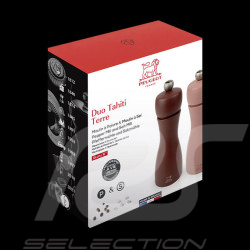 Duo of Peugeot Pepper and Salt mills Wood - Tahiti Terre Cocoa Brown / Hazelnut Brown