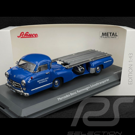 Mercedes - Benz Transporteur Voiture de Course 1955 Bleu Merveille 1/43 Schuco 450253800