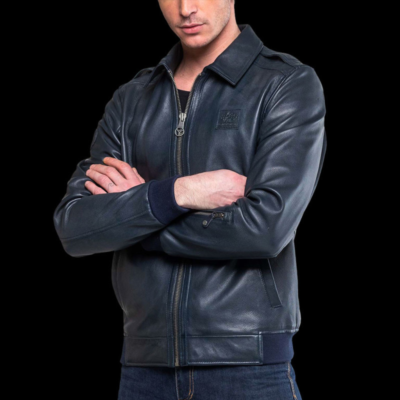 Jacky Ickx x 24h Le Mans Leather jacket Navy blue 26974-1000 - men
