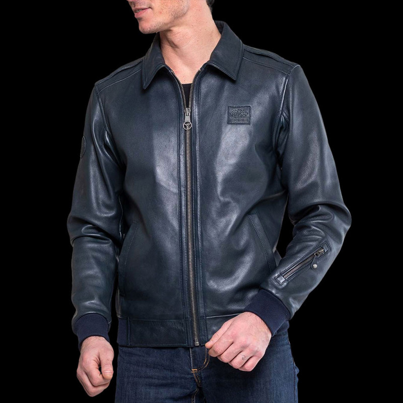 Jacky Ickx x 24h Le Mans Leather jacket Navy blue 26974-1000 - men