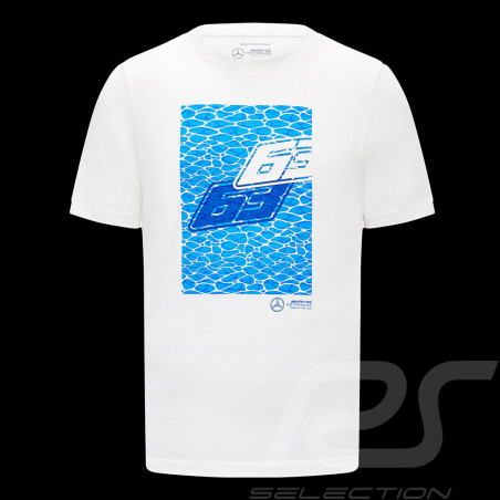 T-shirt Mercedes AMG F1 George Russell N°63 GP Miami Blanc / Bleu 701223501-001