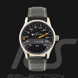 Montre compteur de vitesse Mercedes-Benz W124 240 km/h boitier chrome / fond noir / chiffres blancs