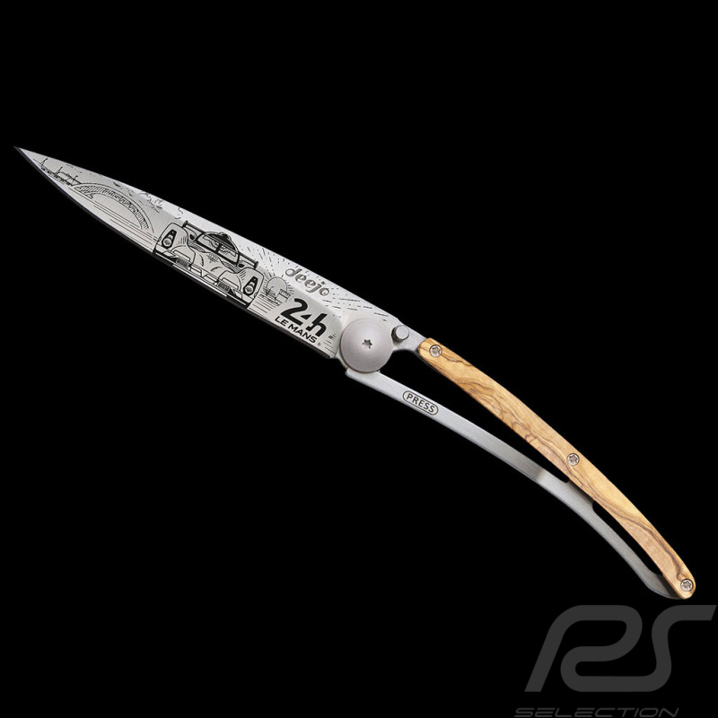 24h Le Mans Messer 100 Jahre Tagesausgabe Tattoo Titan Olivenholz Deejo DEE000724
