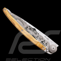 24h Le Mans Knife 100 years Day Edition Tattoo Titanium Olive wood Deejo DEE000724