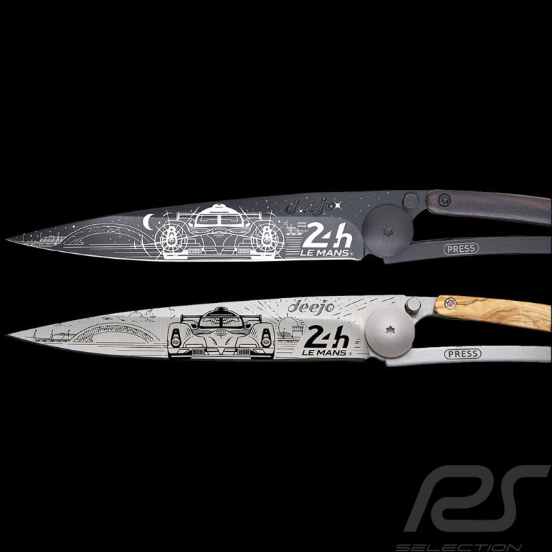 Set 24h Le Mans Messer 100 Jahre Tages- / Nachtausgabe Tattoo Titan Olivenholz / Ebenholz Deejo DEE000738