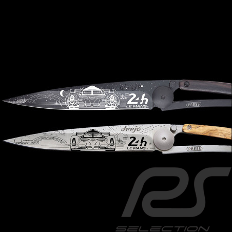 Set 24h Le Mans Knives 100 years Day / Night Editions Tattoo Titanium Olive / Ebony wood Deejo DEE000738