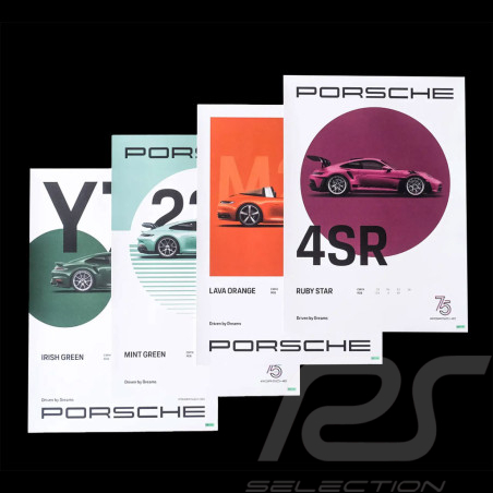 Set de 4 Posters Porsche 911 75 ans Edition Driven by Dreams WAP0504700R75Y