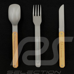 24h Le Mans Cutlery set 100 years magnetic stainless steel Titanium Olive wood Akinod AKI000364
