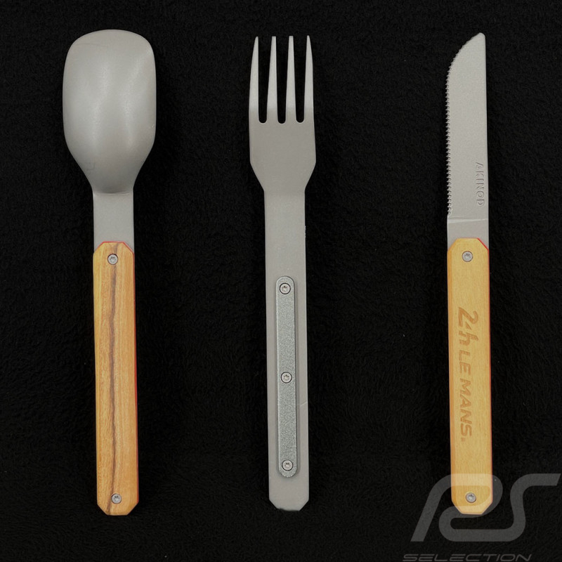 24h Le Mans Besteckset 100 Jahre magnetisch Edelstahl Titan Olivenholz Akinod AKI000364