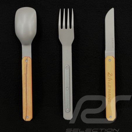 24h Le Mans Cutlery set 100 years magnetic stainless steel Titanium Olive wood Akinod AKI000364