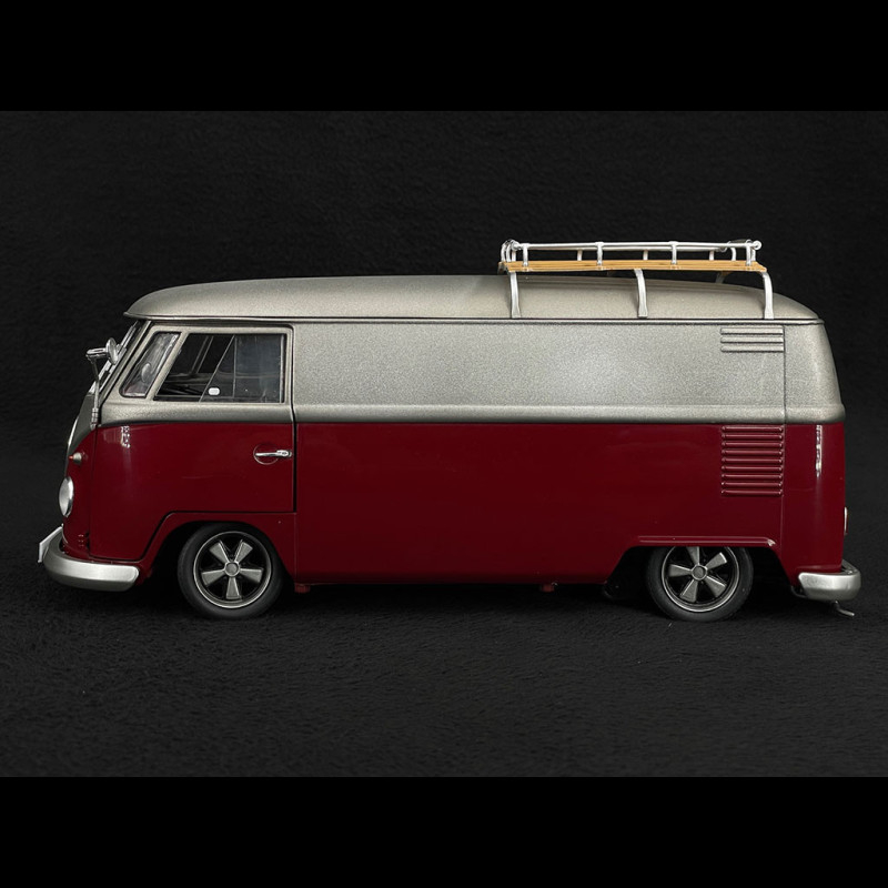 Modèle Voiture Volkswagen Transporter T1 Bus Low Rider 1/24 - Rouge/blanc, Portes Ouvrables - 3