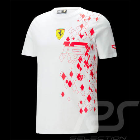 Ferrari T-Shirt Charles Leclerc GP Monaco F1 Puma Weiß 701225153-001 - herren