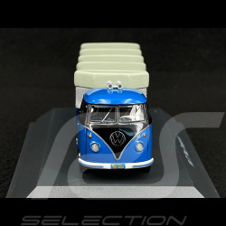 Porsche Renntransporter Volkswagen VW T1 Transporteur Rennwagen Blue / Silber 1/64 Schuco 452001500